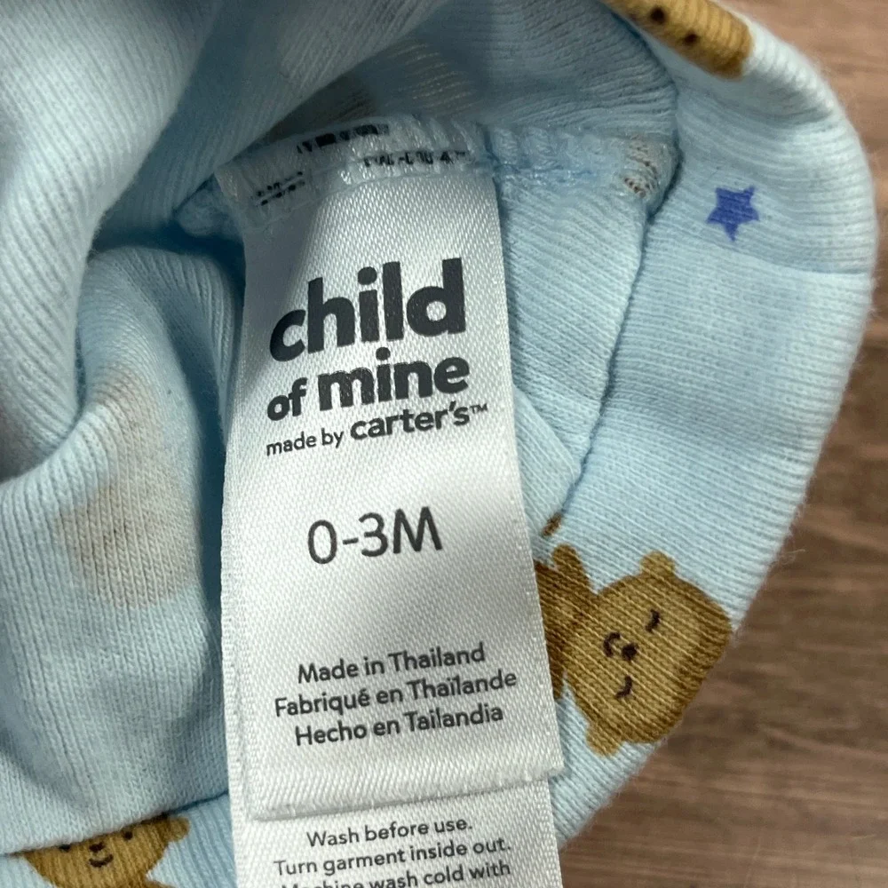 Carter's Luvable Friends Beanie Hat Baby NB 0-3M Blue White Monkey Airplane 3pk